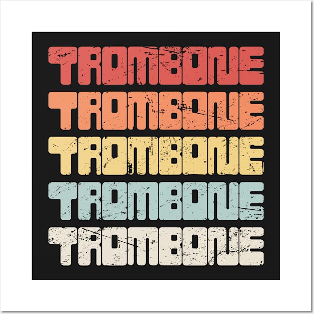 Vintage 70s TROMBONE Text | Marching Band Wall Art by MeatMan